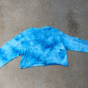 Blue tye dye crop